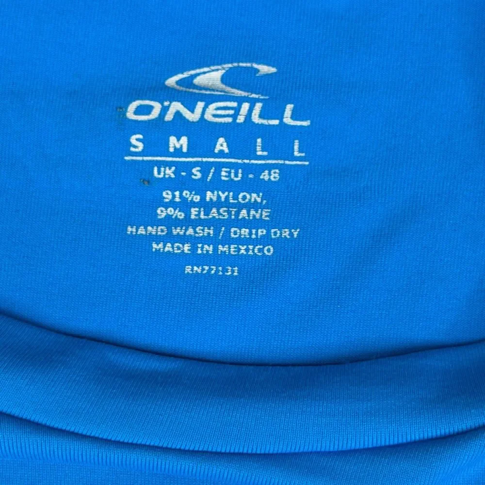 O'NEILL Rash Guard Mens Small Blue Skins 6oz UV 50+ Protection Surf Swim Shirt